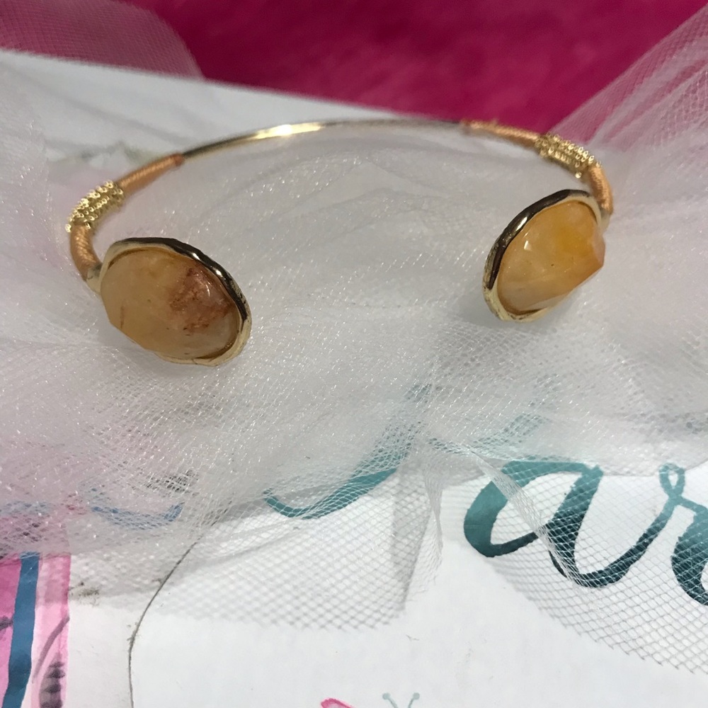 Boho bangle bracelet with golden accents